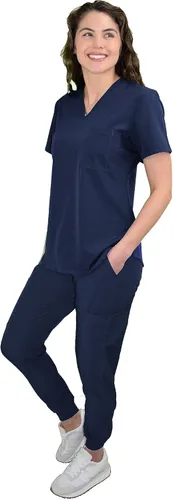 Miniatura 3 de Green Town Conjunto médico de enfermería GT 4FLEX con cuello en V para mujer