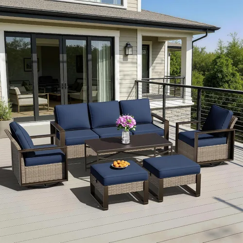 Miniatura 21 de Sofá de Mimbre Metálico para Patio de 75", Sofá Sillón de Ratán para Exteriores de 3 Asientos para Todo Tipo de Clima con Cojines Premium