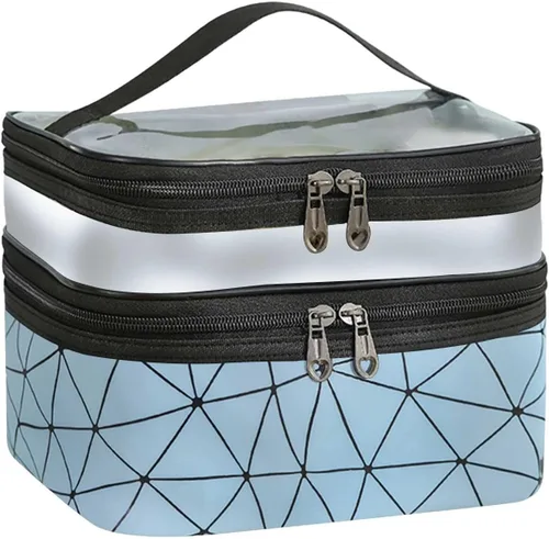 Miniatura 9 de Estuche de viaje de maquillaje de leopardo Bolsas de maquillaje de doble capa Estuches cosméticos de viaje Maquillaje Organizador Bolsas de aseo