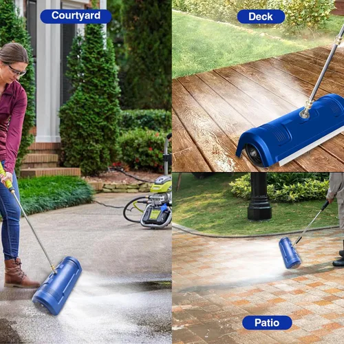 Miniatura 5 de Limpiador de superficies de hidrolimpiador, accesorios de metal para arandelas de piso para calzadas, aceras, patios con 2 accesorios de poste