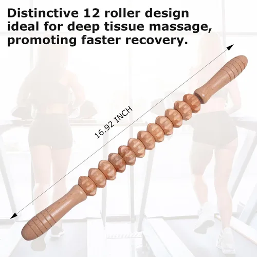 Miniatura 3 de Rodillo de madera para masaje muscular para atletas, alivio del dolor muscular, masajeador de celulitis, rodillo de fascia para terapia física