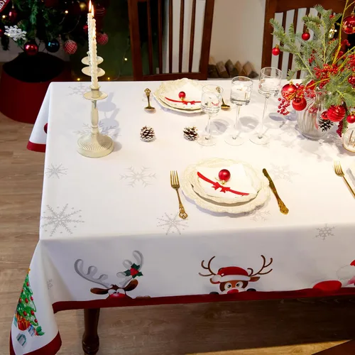 Miniatura 9 de Mantel Rectangular de Navidad de 60 x 102 Pulgadas - Cubierta de Mesa Rectangular Impermeable de Decoración Navideña Impresa para Nochevieja
