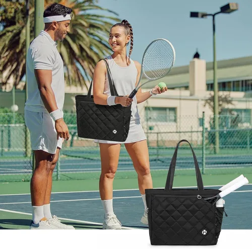 Miniatura 7 de KAVIGOR Bolsa de tenis con compartimento para zapatos - Bolsa extragrande acolchada para pickleball con capacidad para 2-4 raquetas, resistente al