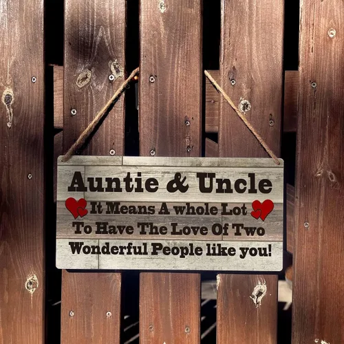 Miniatura 3 de Cartel familiar de regalo de casa de campo Auntie & Uncle it Means a Whole Lot To Have The Love Placa colgante de madera retro para decoración