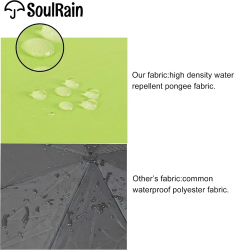 Miniatura 39 de SoulRain Paraguas de palo de 16 varillas de 48 pulgadas, apertura automática, color sólido, moderno y simple, mango de madera clásico de arco