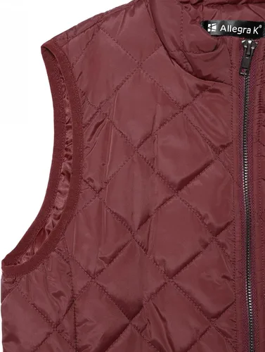 Miniatura 5 de Allegra K - Chaleco acolchado y ligero, de cuello alto, con cremallera, para mujer