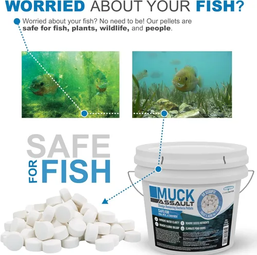 Miniatura 6 de Muck Assault - Pellets eliminadores de lodos – Digestor natural con enzimas bacterianas beneficiosas para limpiar el agua turbia y eliminar el olor