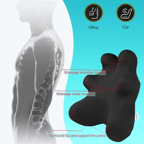 Miniatura 5 de Almohada de apoyo lumbar Newsty para silla de oficina, respaldo ergonómico patentado para alivio del dolor de espalda con correa ajustable, almohada