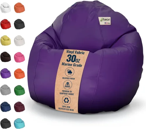 Miniatura 31 de Puf grande de vinilo marino – Puf impermeable para barcos y piscinas – con cuentas de poliestireno y silla rellena de espuma CertiPUR para adultos