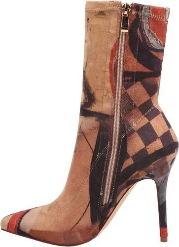 Miniatura 7 de vivianly Women's Sexy Pointy Toe Stiletto Heels Ankle Boots Printed Stretchy Sock Booties