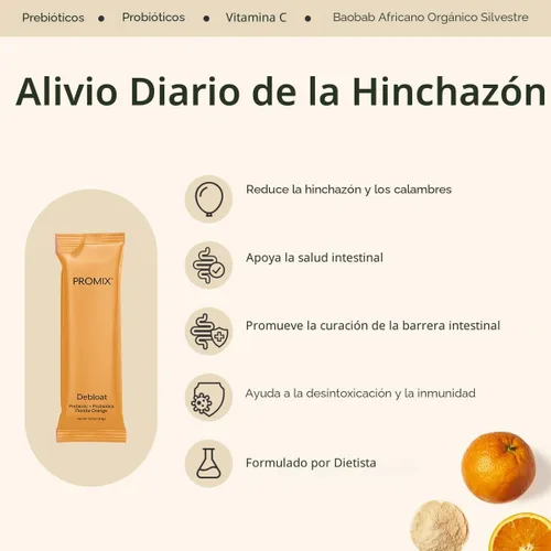 Miniatura 2 de ProMix Nutrition - Prebióticos y probióticos para desinflamar con baobab - Rico en vitamina C, alivio de la hinchazón, apoyo inmune - Sabor a