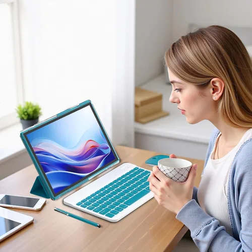 Miniatura 7 de Tablet Android 15 de 10 pulgadas con lápiz capacitivo de teclado, 8 GB de RAM 2 en 1, incluye mouse y funda protectora, batería de 6000 mAh, Wi-Fi