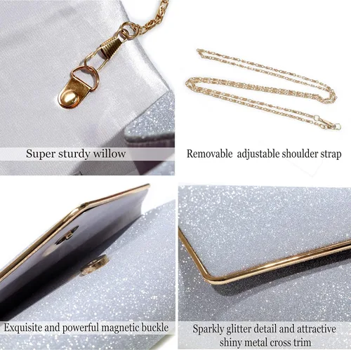 Miniatura 24 de Bolso de noche para mujer, bolso de fiesta brillante para mujer, bolso de fiesta de boda