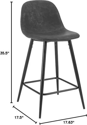 Miniatura 11 de Crosley Furniture Weston - Juego de 2 taburetes de bar tapizados con altura de mostrador, color marrón desgastado/negro mate