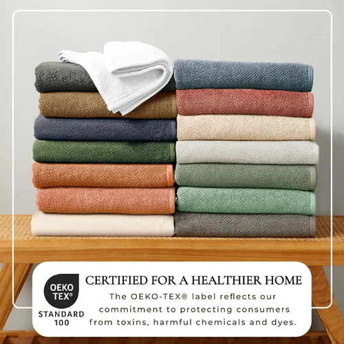 Miniatura 2 de Great Bay Home - Juego de 4 toallas de baño de 54x27, 100% algodón - Toallas absorbentes, de secado rápido y duraderas para decoración del baño