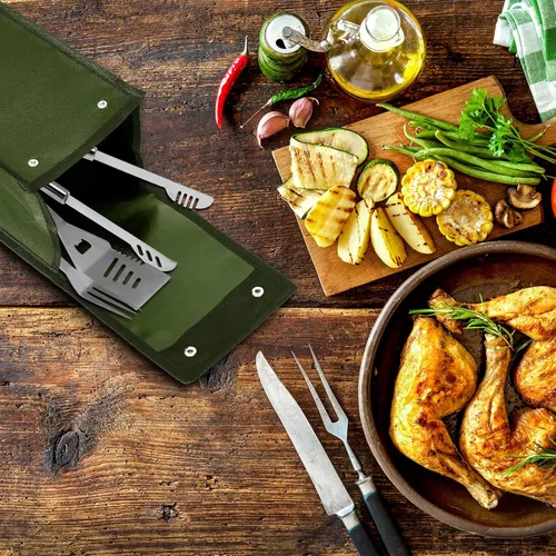 Miniatura 3 de Bolsa de almacenamiento para utensilios de parrilla Amylove, bolsas de almacenamiento para herramientas de barbacoa, bolsa de utensilios