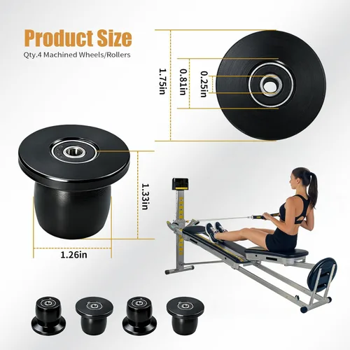 Miniatura 4 de Qty.4 Ruedas/rodillos mecanizados compatibles con reemplazo total de gimnasio, se adapta a modelos XL, XLS, y se ajusta con rodamientos a través