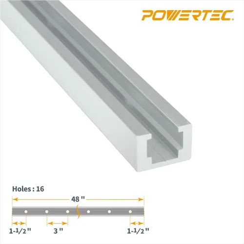 Miniatura 2 de POWERTEC 71351-P2 T-Track 48 pulgadas Heavy Duty Montaje especializado en riel de ranura en T para pernos hexagonales de 1/4"-20, 2