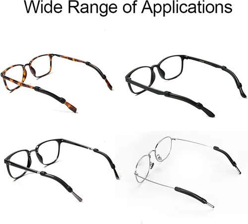 Miniatura 5 de lvvfit Retenedor de silicona suave para lentes de patillas para niños y adultos, retenedores elásticos antideslizantes, Negro
