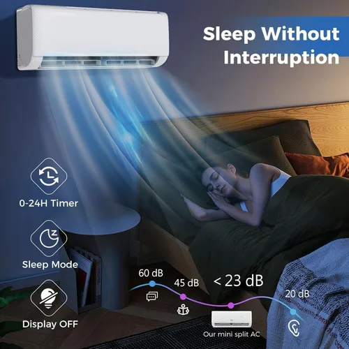 Miniatura 6 de SIMOE 9000 BTU Mini Split Air Conditioner and Heat Pump, 115V 20.5 SEER2 WiFi Enabled Mini Split AC/Heating System, Cools Up to 450 Sq.Ft, Ductless