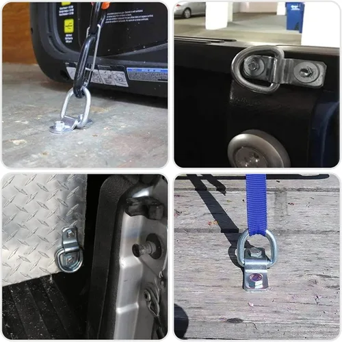 Miniatura 7 de 6 anillos en D de 3/8 pulgadas, resistentes anclajes de amarre para camiones, ganchos de acero de 6000 libras para remolques, barcos, camionetas