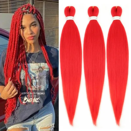 Miniatura 51 de Cabello trenzado marrón preestirado de 30 pulgadas, 3 paquetes de cabello trenzado preestirado de color 30 EZ, textura Yaki, extensiones de cabello