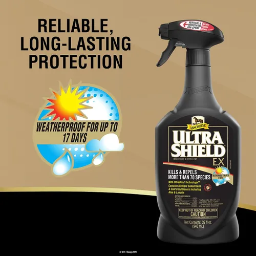 Miniatura 7 de Absorbine UltraShield EX - Insecticida pulverizador de 32 onzas, mata y repele moscas, mosquitos, garrapatas, pulgas, piojos, uso en caballos