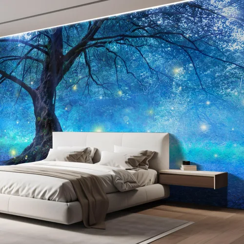 Miniatura 4 de wall26 Mural de pared extraíble de árbol de hadas en bosque místico, papel tapiz grande autoadhesivo - 100 x 144 pulgadas Obra de Arte-x-c964