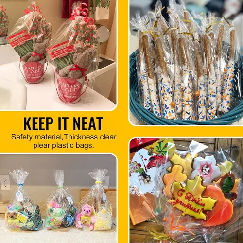 Miniatura 4 de 200 bolsas de celofán de 4 x 9 pulgadas, bolsas de celofán para dulces, bolsas de regalo transparentes, bolsas para cake pops, bolsas para Bolsas