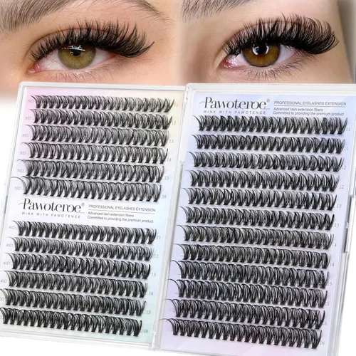 Miniatura 30 de Extensiones de pestañas Pawotence, racimos de 280 piezas, pestañas individuales en racimo, extensiones de pestañas 50D, mezcla de 9-16 mm, racimos
