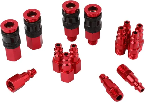 Miniatura 10 de Kit de acoplador y enchufe de aire NPT de 1/4 pulgadas, acoplador de aire unviersal AMT con 4 piezas de tapones de aire tipo I/M, juego