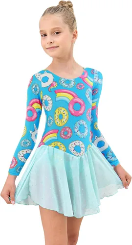 Miniatura 5 de EQSJIU Leotardos de gimnasia con falda para niñas, tutú de ballet, vestido de danza, leopardo, sirena, unicornio, falda de gimnasia