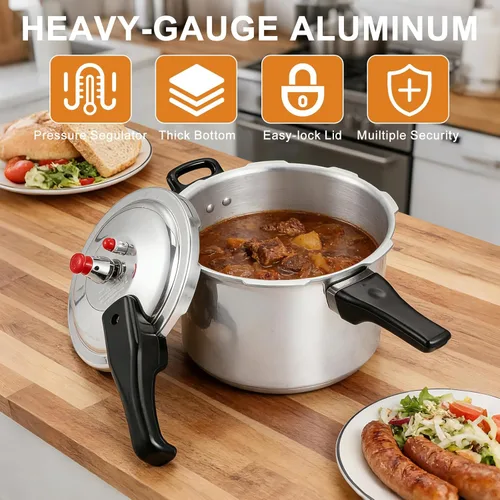 Miniatura 5 de DOITOOL Olla a presión de aluminio 16cm/6.3 pulgadas fondo pequeña olla a presión para estufa de gas e inducción para cocina casera, plateado