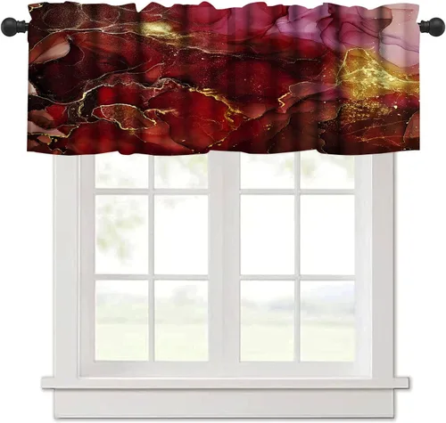 Miniatura 16 de Cenefa de cortina geométrica para ventanas, cenefa moderna con bolsillo para barra, 1 panel, cortinas cortas abstractas para playa, cortinas cortas