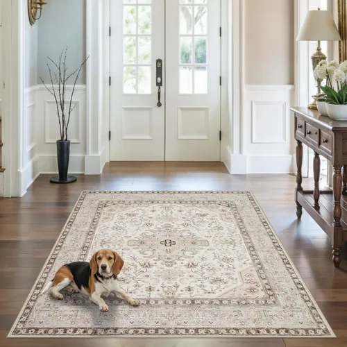 Miniatura 33 de Alfombras de área 9x12 para sala de estar: Alfombra oriental lavable de 108 pies cuadrados para dormitorio - Alfombra de pelo bajo ultra delgada