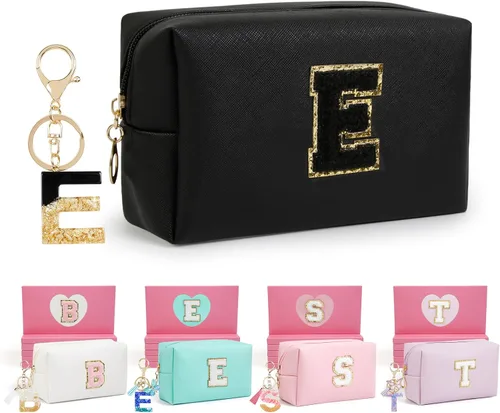 Miniatura 25 de AIBFRID 2 piezas de bolsas de maquillaje iniciales para mujeres, regalos de cumpleaños para niñas de 4 5 6 7 8 9 10 11 12 años, bolsas de cosméticos