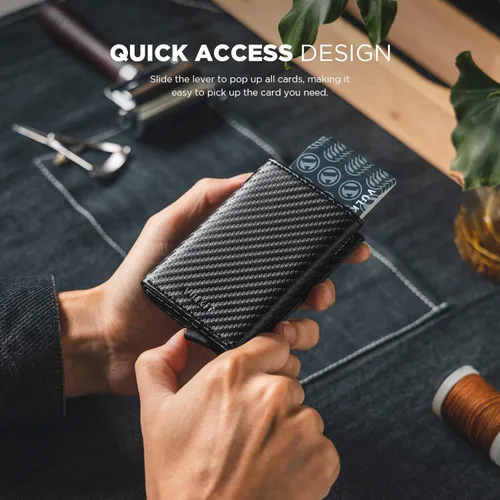 Miniatura 3 de VULKIT Tarjetero de crédito con compartimento para billetes de banco, bloqueo RFID, cartera de cuero desplegable con ventana de identificación