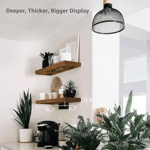 Miniatura 3 de QEEIG Estantes flotantes de baño para pared, estante de pared de 15.7 pulgadas sobre el inodoro, decoración del hogar, estantería pequeña de 15.7 x