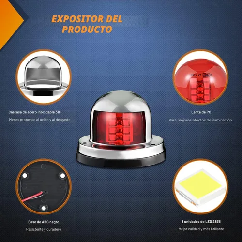 Miniatura 5 de Nilight Luz de navegación para barco marino, 2 unidades, 8 LED, rojo, verde, puerto LED, señales de estribor, luces de arco de 12 V, impermeables