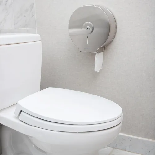 Miniatura 2 de Mind Reader Dispensador de papel higiénico, montaje en pared, cerradura con llave, baño, acero inoxidable, 10 pulgadas de largo x 10.25 pulgadas