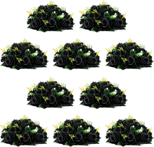 Miniatura 39 de NUPTIO Centros de mesa de flores blancas para mesas: 6 piezas de arreglo de bolas de flores artificiales para fiesta de boda, rosa floral falsa