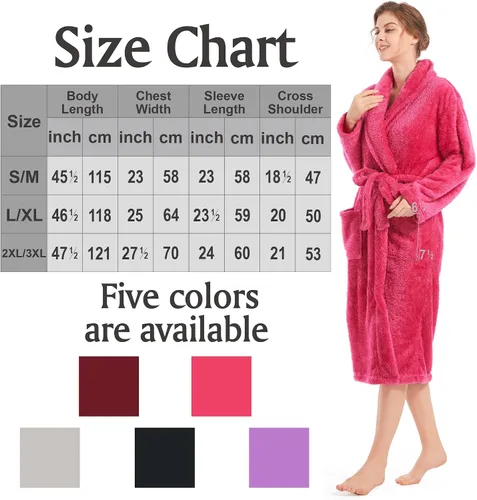 Miniatura 6 de Inner Wish Bata de felpa para mujer, acogedora y cálida, bata de spa con bolsillos