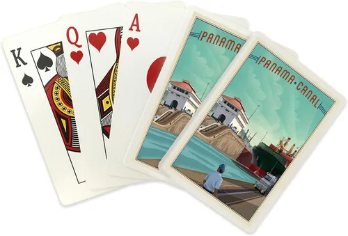 Miniatura 2 de Lantern Press Canal de Panamá, Litho (52 cartas de juego, baraja de cartas tamaño póquer con comodines)