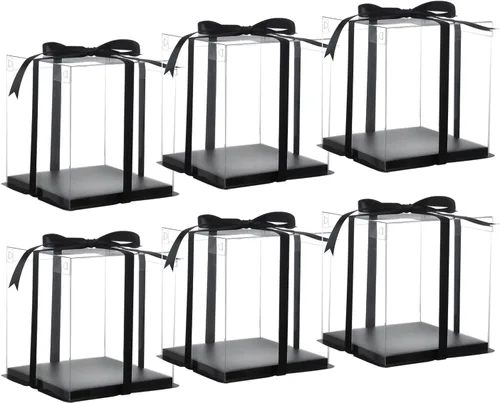 Miniatura 8 de XININSUN 6 Piezas Cajas Altas para Pasteles Transparentes Caja para pastel con Cinta, 12x12x 10 pulgadas, Ideal para Pasteles Grandes de 10" y 12