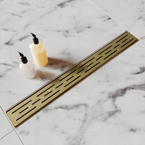 Miniatura 2 de Drenaje de ducha de acero inoxidable para baño: drenaje de ducha lineal de níquel cepillado de 12 pulgadas con rejilla de patrón de ladrillo