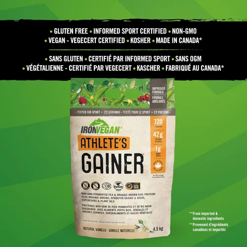 Miniatura 3 de Hierro Vegano - Vainer de Athlete's Gainer, 10 lbs (4.5 kg)