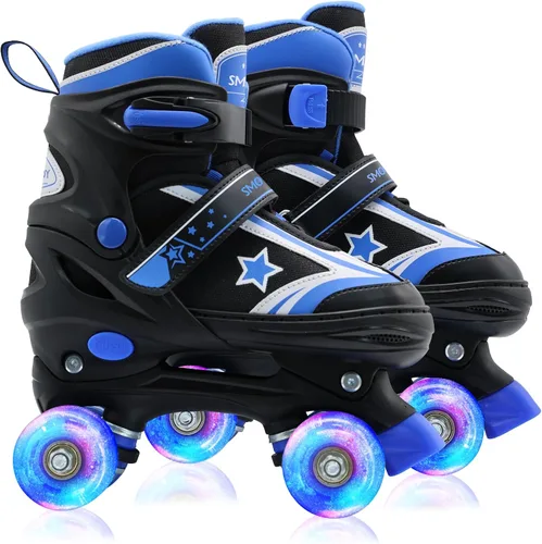 Patines de ruedas para niños y niñas con ruedas iluminadas | Zapatos de patines de tamaño ajustable para jóvenes y mujeres de 5 a 8 años y 8 a 12