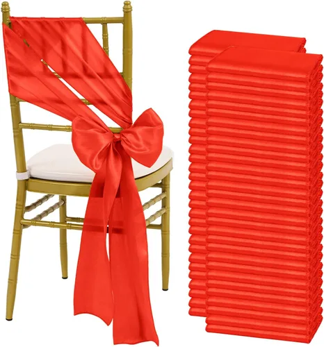 Miniatura 21 de fani 60 cintas de satén negras de 7 x 108 pulgadas para silla, fundas universales para silla, bodas, fiestas de cumpleaños, celebraciones, hoteles