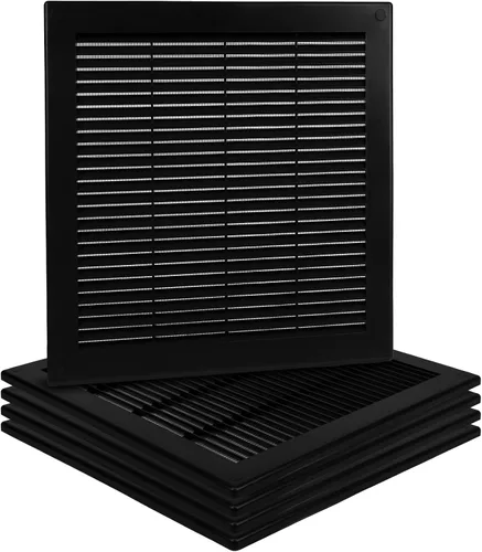 Miniatura 39 de Paquete de 2 cubiertas cuadradas de ventilación de aire de 4" x 4" (tamaño exterior) - Deflector de ventilación de plástico negro - Malla