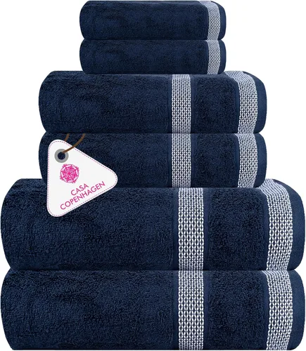 Miniatura 49 de CASA COPENHAGEN Solitaire Juego de 6 toallas - Negro, 600 GSM 2 toallas de baño 2 toallas de mano 2 toallitas, diseñadas en Dinamarca, hechas
